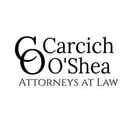 Logo with "Carcich O'Shea Attorneys at Law" in elegant black font.