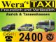 Wera's Taxi-Werbung mit Fahrzeugen, Telefonnummer und 24-Stunden-Service in Aurich und Tannenhausen.