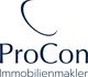 Logo mit Schriftzug „ProCon Immobilienmakler“ und abstraktem Bogen darüber.