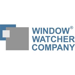 Logo der Window Watcher Company mit grauen und blauen Quadraten.