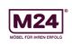 Logo von M24 mit dem Slogan "Möbel für Ihren Erfolg" in dunkelrot auf weißem Hintergrund.