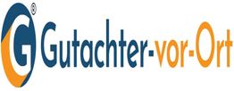 Logo mit Text "Gutachter-vor-Ort" in Blau und Orange.