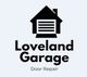 Logo of Loveland Garage Door Repair with house and garage door graphic.