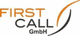 "Logo der Firma First Call GmbH mit stilisiertem Schwung in Orange und Schwarz."