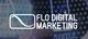 Logo with "Flo Digital Marketing" text on a dotted blue and black background.