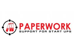 Logo van Paperwork met tekst: "SUPPORT FOR START UPS" en drie mappen in een cirkel.