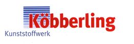 Logo mit Text "Köbberling Kunststoffwerk", blau-rote Schrift mit stilisiertem Streifenmuster.