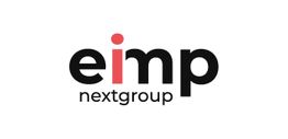 Logo avec le texte "eimp nextgroup" en noir et rouge sur fond blanc.