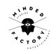 Logotipo de Minded Factory con siluetas y un ojo en el centro. Texto: Studios Entertainment.