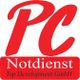 "Logo mit rotem Text: 'PC Notdienst, Top Development GmbH' auf weißem Hintergrund."