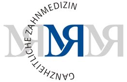 Logo mit blauem "DR" in der Mitte, umgeben von kreisförmigem Text "Ganzheitliche Zahnmedizin".