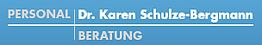 Blaues Logo mit weißem Text: "PERSONAL Dr. Karen Schulze-Bergmann BERATUNG" in zwei Zeilen.