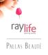 Frau riecht an Tulpe, Text: "raylife glowing beauty" und "Pallas Beauté".