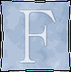 Großer, weißer Buchstabe "F" auf einem blauen, texturierten Hintergrund.