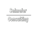 Textlogo: "Selmeier Consulting" mit einer Linie dazwischen auf weißem Hintergrund.