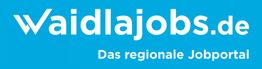 Logo mit Text "waidlajobs.de - Das regionale Jobportal" auf blauem Hintergrund.
