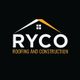 RYCO Roofing and Construction logo with a stylized house roof and window.
