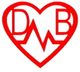 Rotes Herz mit den Buchstaben DMB und einer Zickzacklinie, die ein Herzschlag-Symbol bildet.
