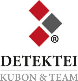 Logo mit roten und grauen Rauten, darunter Text: Detektei Kubon & Team.