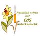 Blume und Text: "Natürlich schön mit EdS Naturkosmetik".