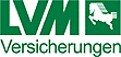 LVM-Logo mit grünem Schriftzug "Versicherungen" und springendem Pferd.