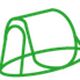 Grüne Skizze eines Zeltes auf weißem Hintergrund.