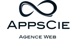Logo AppsCie avec un symbole infini, texte "Agence Web" en dessous.