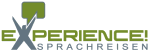 Logo mit dem Text "Experience Sprachreisen" in Grün und Grau.