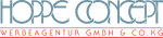 Logo mit Text: "HOPPE CONCEPT" und "WERBEAGENTUR GMBH & CO.KG" in Blau und Rot.