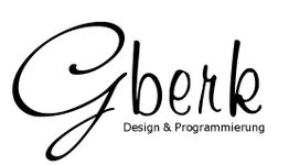 Logo: "Gberk Design & Programmierung" in schwarzer Schrift auf weißem Hintergrund.