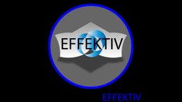 Logo mit dem Wort "EFFEKTIV" in der Mitte, umrahmt von einem blauen Kreis auf schwarzem Hintergrund.