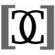 Graues Symbol mit zwei überlappenden Buchstaben "C" in Schwarz, von eckigen Klammern umgeben.