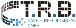Logo von T.R.B. Tape & Reel Business GmbH mit schwarz-blauen Pixeln.