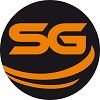 Schwarzes Logo mit orangefarbenen Buchstaben "SG" und einer geschwungenen Linie darunter.