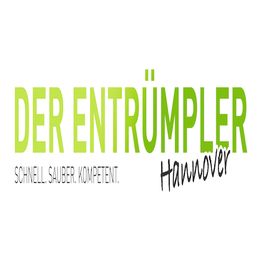 „DER ENTRÜMPLER Hannover“ und „Schnell. Sauber. Kompetent.“ in grüner und schwarzer Schrift.