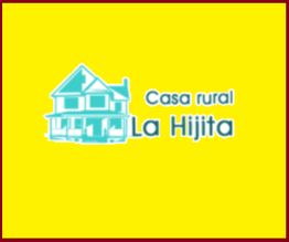 Logo de "Casa rural La Hijita" con fondo amarillo y casa azul.