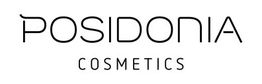 Logotipo de "Posidonia Cosmetics" en letras negras sobre fondo blanco.