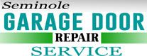 Text logo for Seminole Garage Door Repair Service in green and black.
