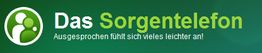 Grünes Logo mit Text: "Das Sorgentelefon. Ausgesprochen fühlt sich vieles leichter an!"