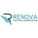 Logo of Renova Roofing & Construction with stylized 'R' and blue text.