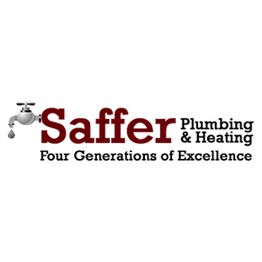 Logo of Saffer Plumbing & Heating with a tap graphic, stating "Four Generations of Excellence."