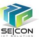 Logo mit 3D-Form und dem Text "SEICON ICT SOLUTION" in modernem Design.