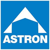 Blaues Logo mit weißem Zeltmotiv und dem Wort "ASTRON" darunter.