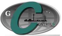 Logo mit ovalem Hintergrund und Skyline, großer Buchstabe "C", Text: "G Controls".