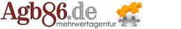 Logo von Agb86.de mit puzzleförmigem Motiv und Schriftzug "mehrwertagentur".