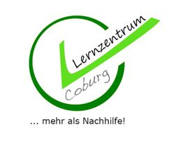 Logo des Lernzentrums Coburg, grünes Häkchen, Text: "...mehr als Nachhilfe!".