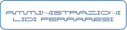 Testo blu su sfondo nero: "AMMINISTRAZIONI LIDI FERRARESI".