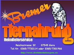 Bremer Tiernahrung-Heimlieferservice-Werbung: Dalmatiner, Kontaktinfos und Weblink unten.
