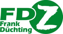 Grünes Logo mit den Buchstaben "FDZ" und darunter "Frank Düchting".