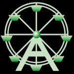 Grünes Riesenrad-Symbol auf schwarzem Hintergrund.